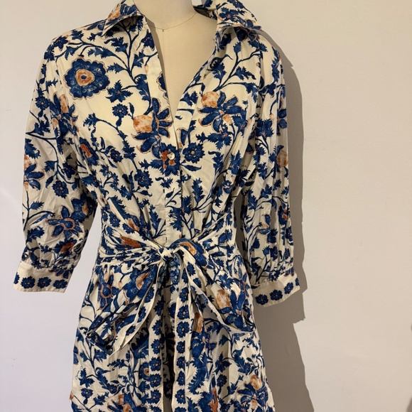 NWT Cara Cara Leighton Floral Poplin Shirtdress Azure Alexandria Floral - Picture 2 of 7